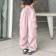 Womens Baggy Cargo Camo Print Pants Streetwear Hip Hop Joggers Sweatpants Drawstring Casual Loose Wide Leg