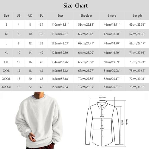 Mens Fuzzy Pullover O Neck Sweatshirt Long Sleeve Sport Solid Color Fall Outwear Sweatshirts Contrast