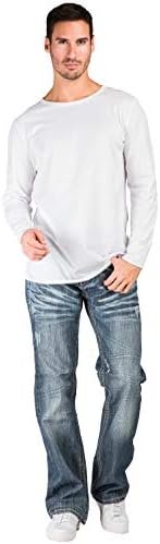 Men's Relaxed Bootcut & Relaxed Straight Leg Denim Distressed Jeans with Zipper Pocket