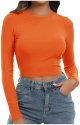 Womens Long Sleeve T Shirts Slim Fit Trendy Autumn Winter Basic Shirt Casual Tee Solid Color Comfortable Tops