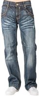 Men's Relaxed Bootcut & Relaxed Straight Leg Denim Distressed Jeans with Zipper Pocket