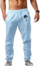 Mens Fashion Casual Printed Pocket Lace Up Pants Large Size Pants Band 13