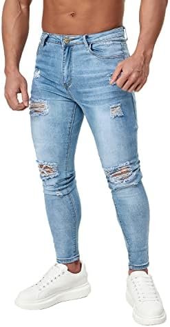 Men's Ripped Skinny Jeans Stretchy Slim Fit Jeans Pants