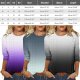 Womens Dressy Tops 3/4 Length Sleeve Summer Crew Neck Tshirts Flower Printing Loose Casual Blouses Fashion Love