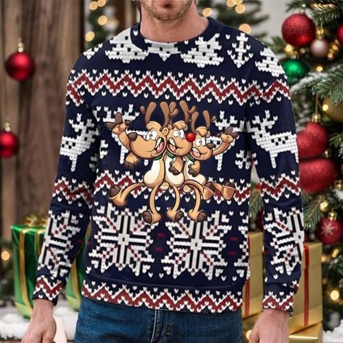 Christmas Mens Autumn And Winter Products Hooded Crew Neck Sweatshirt Double Layer Snowflake Funny Men Shirt