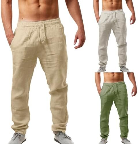 Mens Fashion Casual Printed Pocket Lace Up Pants Large Size Pants M 1