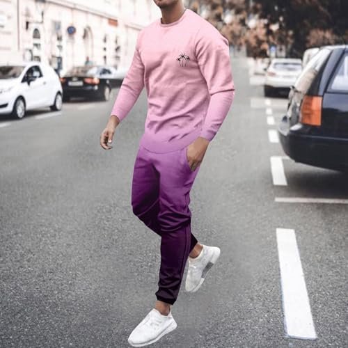 Men's Tracksuits 2 Piece Long-sleeved Fall Fashion Printed Casual Beach Style Island Travel Loose Comfort Trousers Set